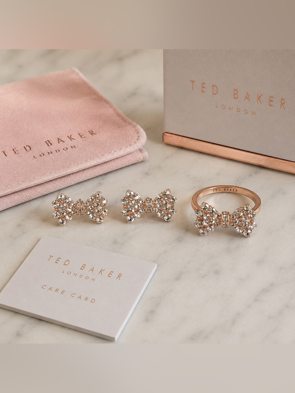 Ted Baker London Rose Gold Crystal Bow Jewelry Set — NWT